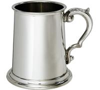 Pewter Tankard Half Pint Plain Polished Traditional English Shape Ornate Handle Ideal for Company Logo and Engraving
