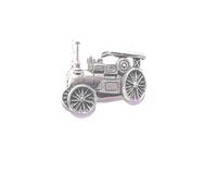 Pewter Traction Engine Lapel Pin, Vintage Steam Engine Design, Gift Box Included