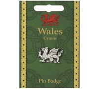 Pewter Welsh Dragon Pin Badge with Clasp, Wales Cultural Heritage Information Card Included