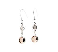 Pewterhooter British Design and Craftsmanship Women's 925 Sterling Silver Drop Earrings made with Diamond White and Rose Gold Crystal