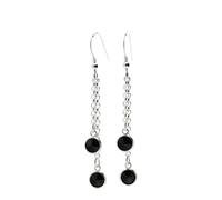 pewterhooter London Collection Women's 925 Sterling Silver Drop Earrings made with Jet Crystal