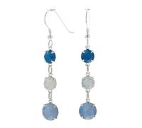 pewterhooter Sterling Silver Crystal Drop Earrings for Women (Caribbean Blue Opal)
