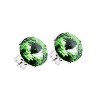pewterhooter Vintage Peridot Austrian Crystal Sterling Silver Stud Earrings for Women with Gift Box