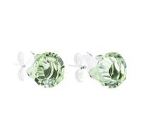 pewterhooter Women 925 Sterling Silver Crystal Stud Earrings (Peridot)