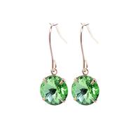 pewterhooter Women Rose Gold Plated 925 Sterling Silver Crystal Drop Earrings (Peridot Green)