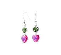 Pewterhooter Women's Silver Earrings British Design and Craftsmanship Sparkling Austrian Crystal with Gift Box (Fuchsia)