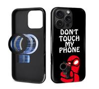 Pewu For iPhone 16 ProMax Case, Don'T Touch My Phone Pattern Print Glossy Compatible With Magsafe Phone Case Impact Resistant Anti-Scratch Shockproof Protective Cover For Girl Women Boy Men