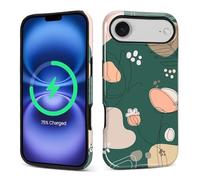 Pewu For iPhone 17 Air Case, Green Boho Butterfly Flowers Pattern Print Glossy Compatible With Magsafe Phone Case Impact Resistant Anti-Scratch Shockproof Protective Cover For Girl Women Boy Men