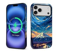 Pewu For iPhone 17 ProMax Case, Mountains And Rivers At Night Pattern Print Glossy Compatible With Magsafe Phone Case Impact Resistant Anti-Scratch Shockproof Protective Cover For Girl Women Boy Men