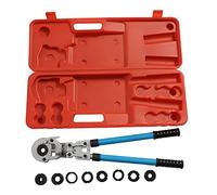 PEX Crimping Tool, 6T Hydraulic Crimping Pliers Ø12-28mm Copper Pipe Crimper Plumbing Crimping Tool for Copper Pipe Press with 9 Molds, 55-74cm Retractable