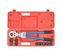 PEX Crimping Tool Kit, PEX Copper Ring Crimper, Plumbing Pipe Crimper with 9 Molds, 6T Carbon Steel Press Tool, Adjustable Handle for DIY Plumbing, Home Repair, Pipe Installation, 16-32mm