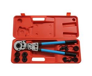 PEX Crimping Tool Kit, TH16-32mm V12-28mm 9pc, Jaws Pipe Crimper, Plumbing Copper Fittings Crimping Tools for Pex Copper Crimp Rings, with PEX Pipe Cutter, Go-no-go Gauge