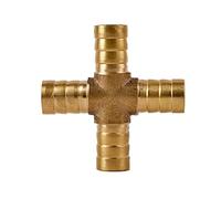 Pex Fittings, Brass Hose Barb Fitting 2 3 4 Way Connector Elbow Tee Cross for 6-12mm Pipe Thread Joints Pack of 1(Cross 4 Ways,12mm)