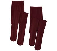 PEX Opaque 2 Pairs Girl's Tights Wine, Size: Teens