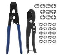 PEX Pipe Clamp Cinch Tool Crimping Tool Crimper for PEX Plumbing Installations with Pipe Hose Cutter 20Pcs of 1/2inch Clamps 10 Pcs of 3/4 inch Clamps