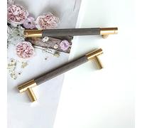 Pexintek 10 Pack Gold Modern Cabinet Handles 128mm Hole Centers Kitchen Bathroom bedrooms Study Furniture Door Vintage Pulls with Screws for Cupboards Drawer Wardrobe Dresser (Golden Grey)