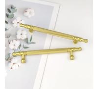 Pexintek 10 Pack Gold Modern Cabinet Handles 128mm Hole Centers Kitchen Bathroom Bedrooms Study Furniture Door Vintage Pulls with Screws for Cupboards Drawer Wardrobe Dresser (Gold Vintage)