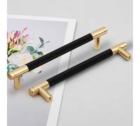 Pexintek 10 Pack Gold Modern Cabinet Handles 160mm Hole Centers Kitchen Bathroom bedrooms Study Furniture Door Vintage Pulls with Screws for Cupboards Drawer Wardrobe Dresser (Golden Black)
