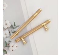 Pexintek 10 Pack Gold Modern Cabinet Handles 96mm Hole Centers Kitchen Bathroom bedrooms Study Furniture Door Vintage Pulls with Screws for Cupboards Drawer Wardrobe Dresser (Golden)
