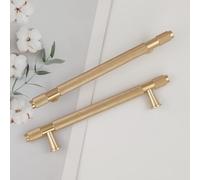 Pexintek 2 Pack Gold Modern Cabinet Handles 128mm Hole Centers Kitchen Bathroom bedrooms Study Furniture Door Vintage Pulls with Screws for Cupboards Drawer Wardrobe Dresser (Golden)
