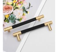 Pexintek 2 Pack Gold Modern Cabinet Handles 128mm Hole Centers Kitchen Bathroom bedrooms Study Furniture Door Vintage Pulls with Screws for Cupboards Drawer Wardrobe Dresser (Golden Black)