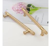 Pexintek 2 Pack Gold Modern Cabinet Handles 160mm Hole Centers Kitchen Bathroom bedrooms Study Furniture Door Vintage Pulls with Screws for Cupboards Drawer Wardrobe Dresser (Golden)