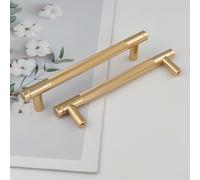 Pexintek 6 Pack Gold Modern Cabinet Handles 128mm Hole Centers Kitchen Bathroom bedrooms Study Furniture Door Vintage Pulls with Screws for Cupboards Drawer Wardrobe Dresser (Gold)