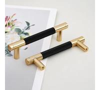 Pexintek 6 Pack Gold Modern Cabinet Handles 96mm Hole Centers Kitchen Bathroom bedrooms Study Furniture Door Vintage Pulls with Screws for Cupboards Drawer Wardrobe Dresser (Golden Black)