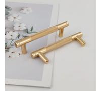 Pexintek 6 Pack Gold Modern Cabinet Handles 96mm Hole Centers Kitchen Bathroom bedrooms Study Furniture Door Vintage Pulls with Screws for Cupboards Drawer Wardrobe Dresser (Gold)