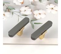 Pexintek 6 Pack Gold Modern Cabinet Handles Solid T Bar Knobs Kitchen Bathroom bedrooms Study Furniture Door Vintage Pulls with Screws for Cupboards Drawer Wardrobe Dresser (Gold and Grey)