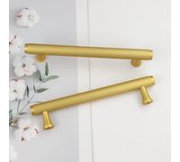 Pexintek Pack of 6 Cabinet Handles Gold Modern Furniture Handles 5 Inchs(128 mm) Hole Spacing Wardrobes Door Handles Drawer Knobs Vintage Handles for Kitchen Cupboards Dresser Cabinet (Golden)