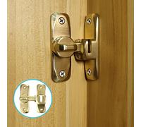 Pexintek Small Latch for Sliding Doors, 90 Degree Door Lock for Double Sided Opening Doors Interior Doors Vintage Rotate Bolt with Screws for Kitchens, Bedrooms, Study, Bathrooms (Gold)
