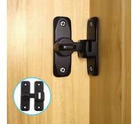 Pexintek Small Latch for Sliding Doors, 90 Degree Door Lock for Double Sided Opening Doors Interior Doors Vintage Rotate Bolt with Screws for Kitchens, Bedrooms, Study, Bathrooms (Black)