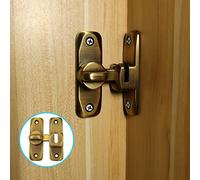 Pexintek Small Latch for Sliding Doors, 90 Degree Lock for Double Sided Opening Interior Doors, Vintage Rotating Bolt with Screws for Kitchens, Bedrooms, Study, Bathrooms (Brass)
