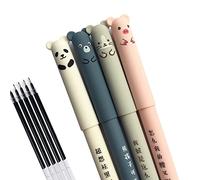 PEXIZUAN 4 Pcs/set Kawaii Pig Bear Cat Mouse Erasable Gel Pen School Office Supplies Stationery Gift 0.35mm Blue Black Ink 4 Pcs/set(black 4pcs)