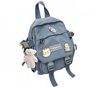 PEXIZUAN kawaii backpack girl school bag waterproof nylon with kawaii pendant cute pin mini backpack, Blue, 35(cm)*28 (cm)*13 (cm), Cute