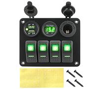 Pexorin 2 3 Gang 12~24V Digital Voltmeter Dual USB Port Outlet Combination Circuit Control, for Interior Ship Car Switch Panel Marine Switch Panel(Yellow)
