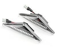 Pexorin 2 Pieces Dynamic Side Marker Turn Signal Light Sequential Blinker, for Ford for Mondeo 2000-2006 Mk 3, for Focus, for Mk1 1998-2004 automotive fender signal light(BLACK Crystal White)