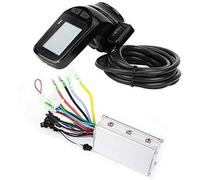 Pexorin 350W Motor Brushless Controller 24V 36V 48V 60V Electric LCD Display Panel Dial Meter (36V) scooter controller meter kit(BLACK 48V)
