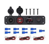 Pexorin 4.2A Dual Dual USB Socket Charger 12V Voltmeter Lighter Splitter ON OFF Toggle Switch Panel, for Car Boat Marine Marine Switch Panel(Red)