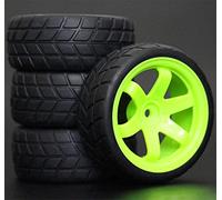 Pexorin 4Pcs 26mm Rubber RC Tyres Wheel Rims Hex 12 1:10th, for HSP, for HPI, Sprint 2 Drift RS4 On Road 4WD All Terrain Rc Tyre Set(703-6083)