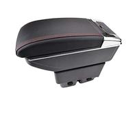 Pexorin Armrest Center Console Storage Box Leather Dual Layer Arm Rest, for Ford, for Fiesta, 2009-2017 2011 2012 2013 2014 2015 2016 Car Armrest Box(Red thread)