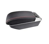 Pexorin Car Armrest Dual Arm Rest Cup Holder Car Armrest Rest Center Console Storage Box Leather, for Mazda, 2 Demio 2008-2013 2009 2010 2011 2012 Car Armrest Box(Red Thread)