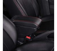Pexorin Car Armrest Dual Layer PU Leather Central Store Content Box Cup Holder Ashtray, for Ford, for Fiesta, 2009-2017 Interior Accessories Car Armrest Box(D Style Black Red)