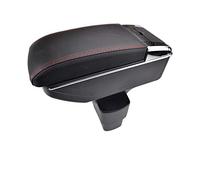 Pexorin Car Armrest, for NISSAN, NV200, for Chevrolet, City Express Evalia Centre 2010-2017 Arm Rest PU Leather Center Console Storage Box Tray Car Armrest Box(Red thread)