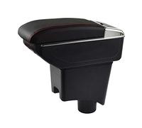 Pexorin Car Armrest Rest Center Console Storage Box Cup Holder Arm Rest Ashtray Dual Layer Armrest Black Leather Double, for Renault, Sandero I/Logan Car Styling Car Armrest Box(Red Thread)