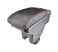 Pexorin Car Armrest Rest Center Console Storage Box Cup Holder Arm Rest Dual Layer Armrest Black Leather Double, for Suzuki, Ignis 2016-2018 2017 Car Armrest Box(Red Thread)