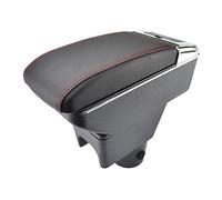 Pexorin Car Armrest Rest Center Console Storage Box Cup Holder Arm Rest Dual Layer Armrest Black Leather Double, for Renault, for Dacia, Duster I 2010-2015 2011 2012 Car Armrest Box(Red Thread)