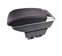 Pexorin Car Armrest Rest Center Console Storage Box Cup Holder Leather Dual Layer, for ford, for Fiesta, 2009-2017 2010 2011 2012 2013 2014 2015 2016 Car Armrest Box(Red Thread)