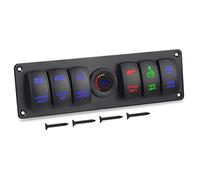 Pexorin Car Truck Trailer Yacht 6 Gang 12v 24v Rocker Switch Marine Boat Circuit Breakers Voltmeter LIGHT Switch Panel, for Jeep, for BMW Marine Switch Panel